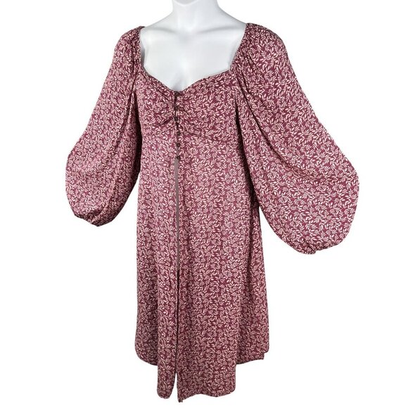 Anthropologie Bucketlist Women L Boho Maxi Top Smocked Back Bishop Sleeve Blouse - Picture 7 of 16